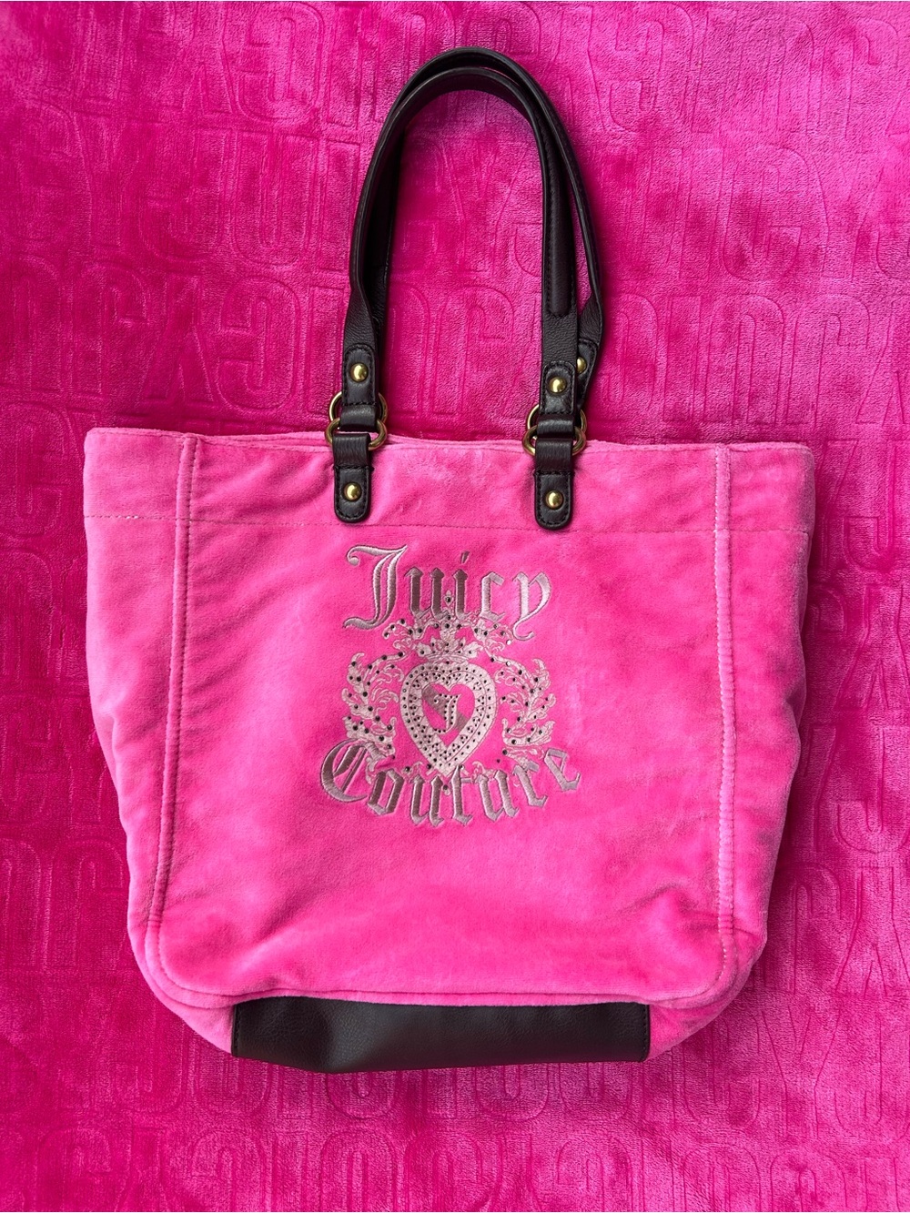 Y2K Vintage Juicy Couture Bubblegum Pink Velour Tote Bag